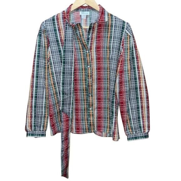 Vintage Levi Strauss Satin Plaid Blouse - Picture 1 of 5